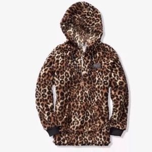 VS Pink Leopard Sherpa Hoodie